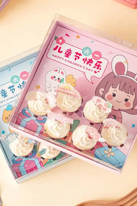 紙コップケース ケーキボックス 透明 6個入 可愛い こどもの日 カップ スイーツ 持ち帰り