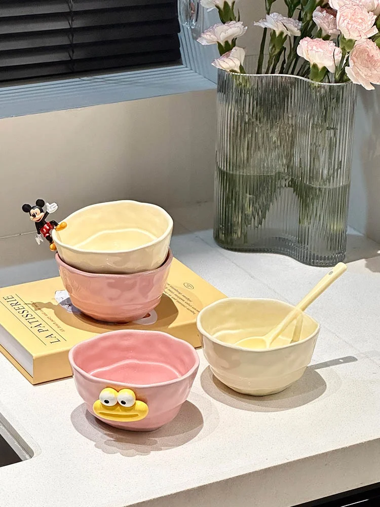 少女向け陶器ボウルセット：ins風の粉嫩デザインで日常の食 事もおしゃれに