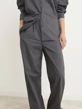 シンプルなコットン製ホームウェア【長ズボン・フィット・秋用】（セットアップ対応）