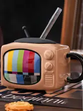 レトロテレビデザインの陶器マグカップ【ユニークな家庭用・創意工夫】