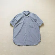 ストライプ柄ポケット付き半袖シャツ【フィット・ヴィンテージ風】