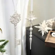 クリスマス用 アクリル製 雪の結晶オーナメント【銀粉仕上げ・軽量・飾り用】