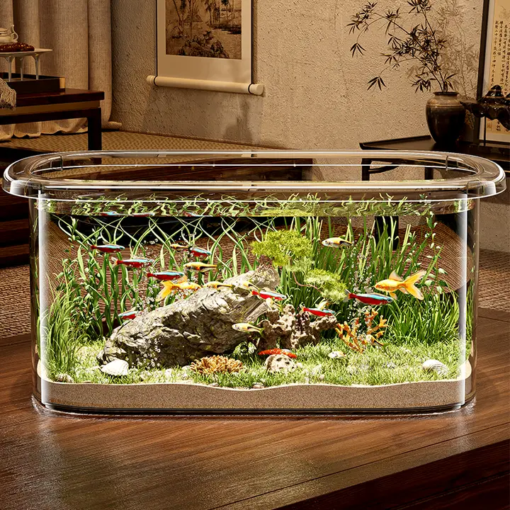 小型 魚の飼育用アクリル水槽【デスクトップ用・金魚・カメ対応・スクエアデザイン】