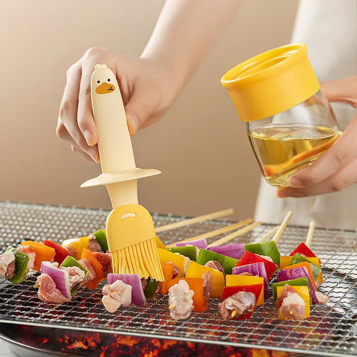 オイルブラシ兼用ガラス容器【家庭用・耐高温・食品グレード・バーベキュー用】