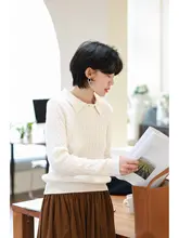 極上の柔らかさ 羊毛混ポロネックニットセーター【グレー・麻花編み・重ね着対応】