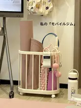 フィットネス器具収納カート【移動式・キャスター付き・ヨガマット・フォームローラー収納】
