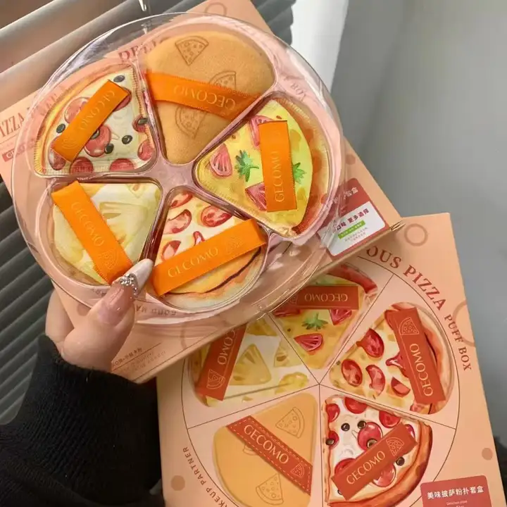 可愛さと実用性を兼ね備えた！乾湿両用ピザ型メイクスポンジ【持ち運び便利・ファンデーションパフ】