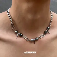スタイリッシュな punk スタイルのチョーカー【暗黒アルミニウム・デザイン・男女兼用】