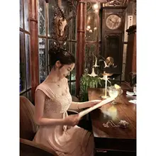 洗練されたデザイン！粉色のノースリーブドレス【上品な印象・女性用】