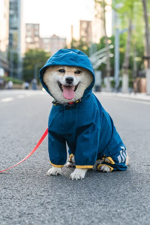 防水ペット用全身雨具【柴犬・コーギー対応・小中大犬用】