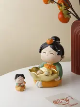 中国風デザインの唐仕女飾り物【ヴィンテージスタイル・リビング用・収納機能付き】