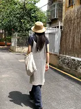夏にぴったり！透かし編みデザインのニットキャミワンピース【ゆったりフィット】（セットアップ対応）