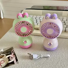 可愛らしいウサギデザインの充電式手持ち扇風機【携帯に便利・デスク用】