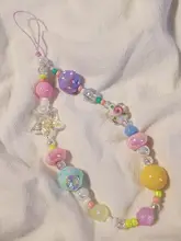 個性的なデザインのスマホストラップ【カラフルな塗り絵風・スライド型・手作りビーズ・花モチーフ】