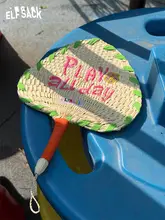 妖精デザインの刺繍入り編み扇子【夏用・バイカラー】