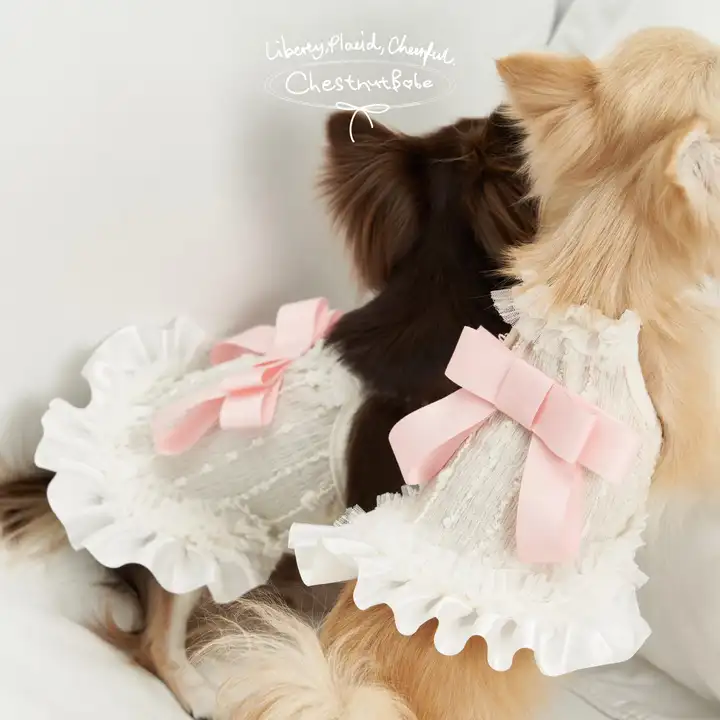 リボン付き犬用キャミソールドレス【かわいいデザイン・ペット用】