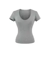 絶妙な肌見せのダブルネック小フレア袖Tシャツ【女性用・短袖・夏用・スタンダードフィット】