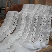 片側使用の上質コットン刺繍レース縁取り布地【衣服の装飾用・DIYベビーカラー用・縫製素材】