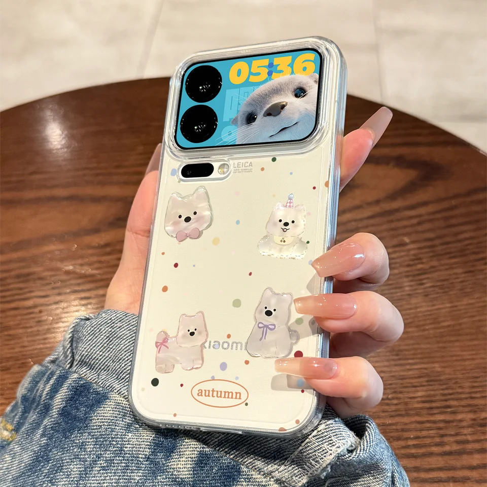 senbo Xiaomi 17pro 用カバー【全包タイプ・防落下・高級感・西高地犬デザイン・透明・シリコン製・男女兼用・可愛いカートン】