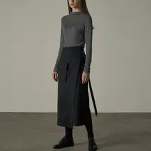 ロウクラシック一枚仕立てのミディ丈スカート【春夏用・ハイウエスト・Aライン・スリム効果】