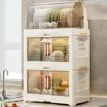 キッチン用食器収納ボックス【蓋付き・プラスチック製・水切りラック】