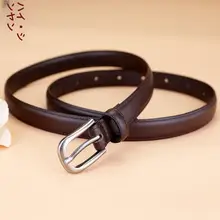 レディース 本革製 コーヒー色のヴィンテージスタイル ベルト【細身・針金バックル】