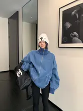 アメリカンレトロデザインの重厚感あるデニムジャケット【女性用・フィット・スタンドカラー】