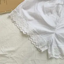 夏用薄手安全パンツ【コットンリネン・レースデザイン・ルームウェア・ショートパンツ】（セットアップ対応）