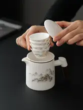 旅行用 陶器ティーセット【携帯可能・白磁・茶器・カップ付き】