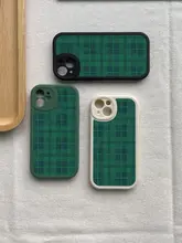 グリーンチェック柄レトロ風スマートフォンケース【iPhone・Huawei・Xiaomi・OnePlus対応】