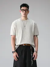 アート染めリネンラウンドネック半袖Tシャツ【カジュアルスタイル・男性用】