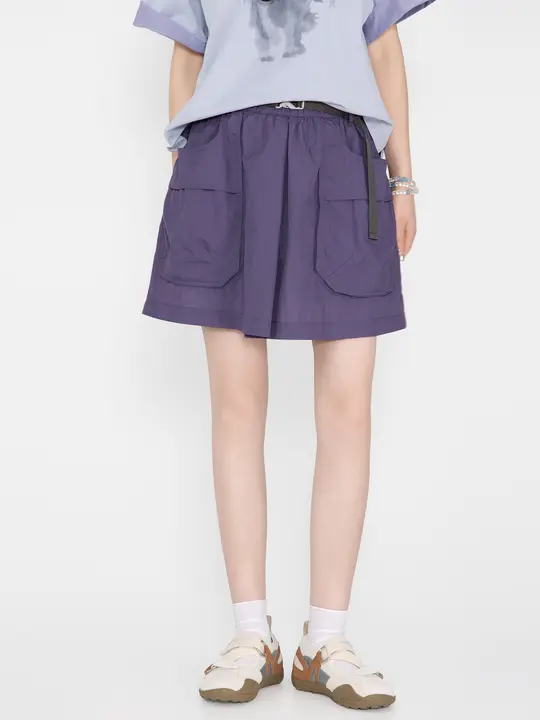 夏用アウトドア風ショートスカートパンツ【ワイドレッグ・フィット】（セットアップ対応）