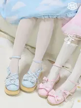 厚底ロリータシューズ【ストライプ・リボン付き・キャンディカラー】