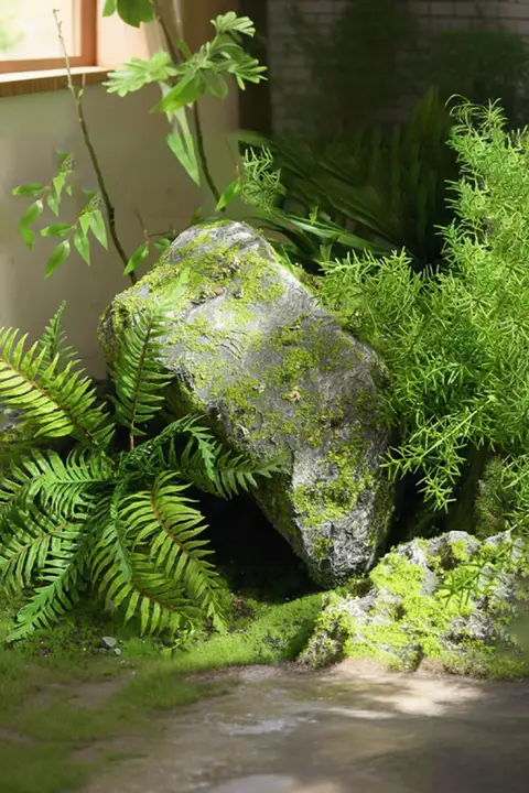 リアルな苔石風造形装飾用オブジェ【グリーン・舞台用・壁面装飾】