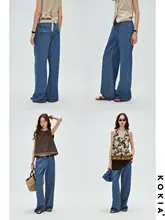 極上の柔らかさライセールコットン製低腰デニムパンツ【クラシックデザイン・肌触りの良い生地】