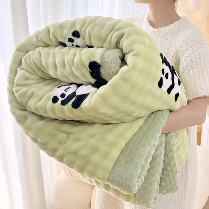 リバーシブルフリース洗えるドットキルト【春秋冬用・大人用】