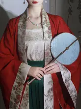 赤い提花デザインの褙子と百迭裙【新中式デザイン・日常用・春夏対応】（セットアップ対応）