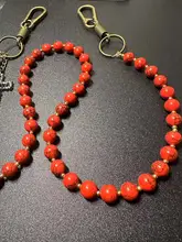 ヴィンテージスタイル クロスデザイン メンズパンツチェーン【レッドターコイズ・トレンドアクセサリー】