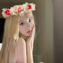 花冠風の頭飾り【フラワーデザイン・リボン付き・女児用】