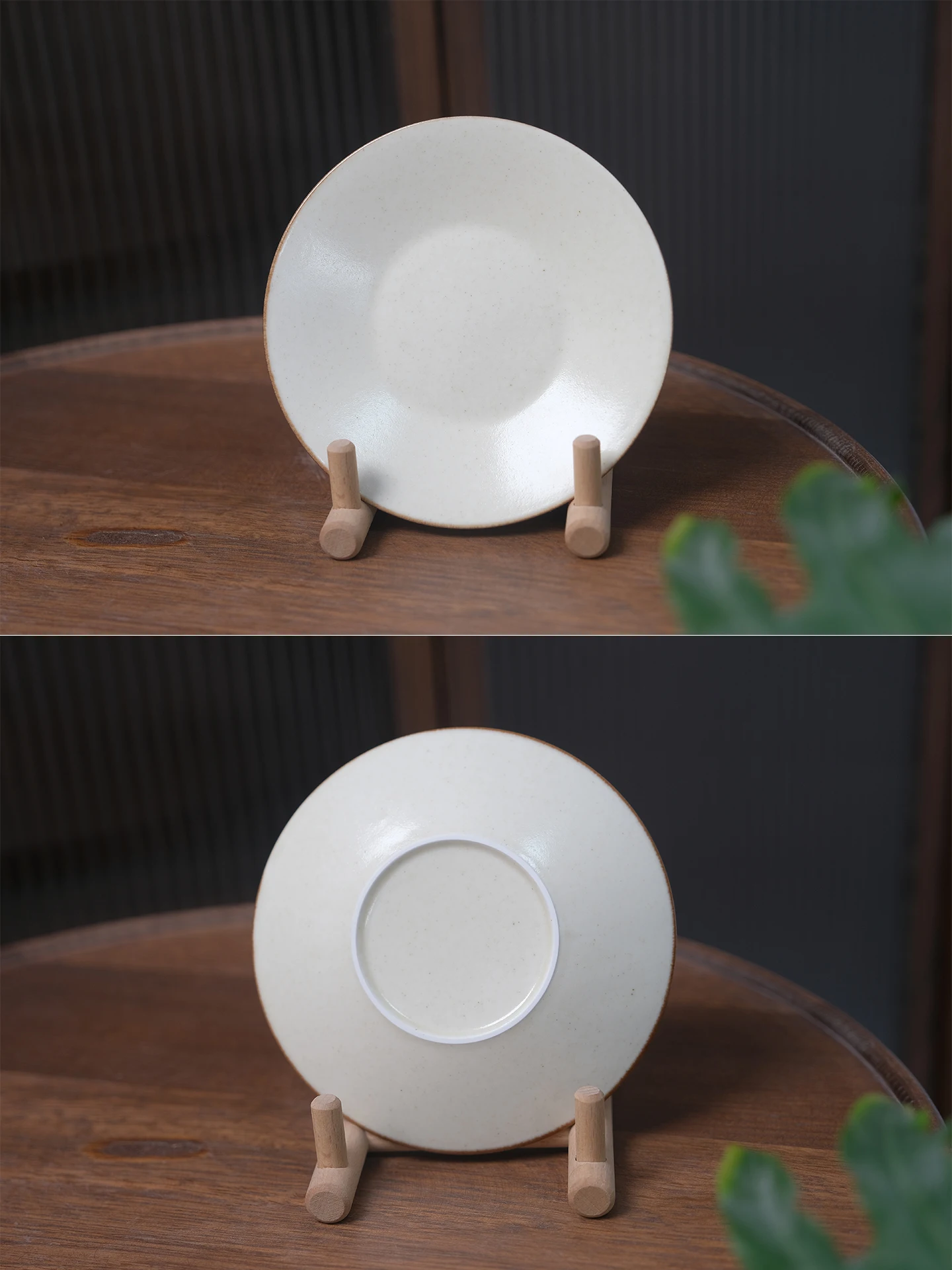 芝麻釉のシンプルな白い皿【陶器製・食器】（セットアップ対応）