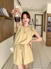 フリル袖の夏用パンツ【スタイル・カジュアル・ショートパンツ・フレッシュデザイン】（セットアップ対応）