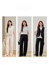 麻混紡の重厚感ある刺繍デザインのレトロ風二点セット【女性用大サイズ】（セットアップ対応）