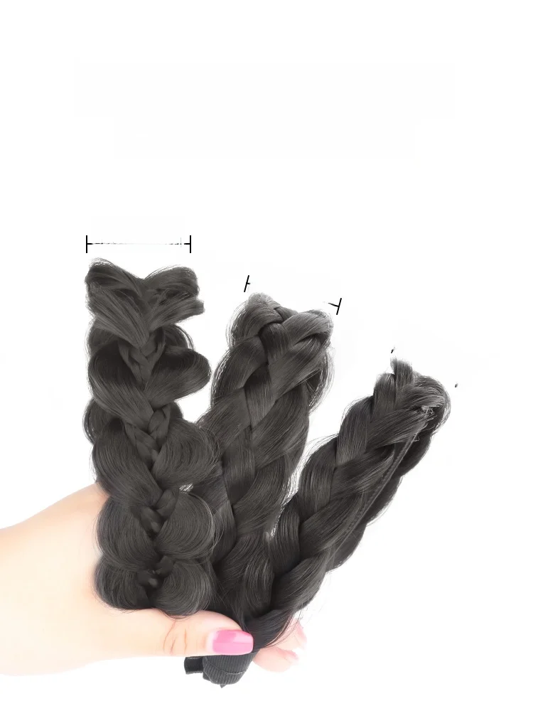 魚骨編み風フェイクウィッグヘアバンド：おしゃれ スキンヘッド に最適なリアルなデザインのカチューシャ