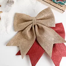 クリスマス用 グリッターリボン装飾【金銀色・完成品・大きなツリー用・DIYアクセサリー】