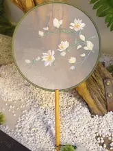 古風な舞扇【両面刺繍・子供用・ダンス・華やかなデザイン】