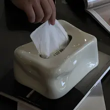 ティッシュボックス リビング 高級感 クレーム 陶器