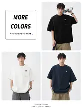刺繍入りコットン半袖Tシャツ【メンズ・カジュアル・フィット】