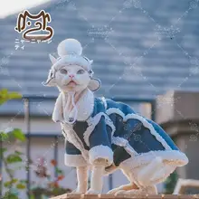 無毛猫デザインの加厚暖かフリースジャケット【長袖・カジュアル・耐汚れ】（セットアップ対応）