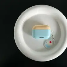 保護ケース イヤホンケース AirPods Pro 2 AirPods 3 AirPods 4 対応 耐衝撃 イエロー ブルー バイカラー ストラップ付き 「HEYYEH」