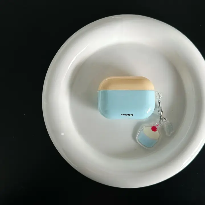 保護ケース イヤホンケース AirPods Pro 2 AirPods 3 AirPods 4 対応 耐衝撃 イエロー ブルー バイカラー ストラップ付き 「HEYYEH」